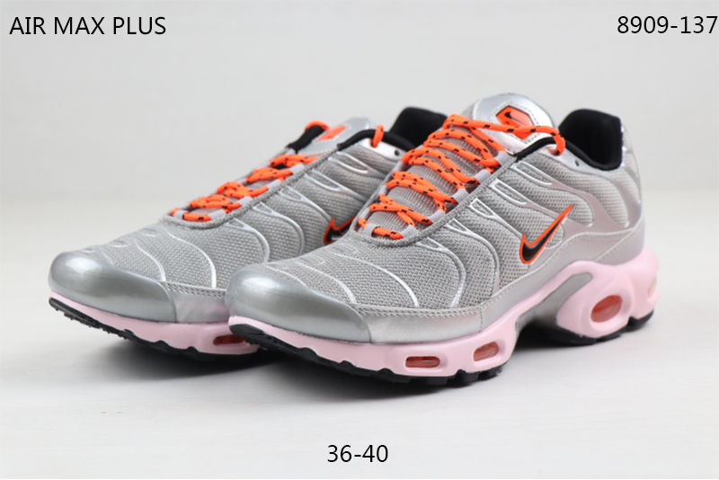 2020 Women Nike Air Max PLUS TN Silver Grey Orange Shoes